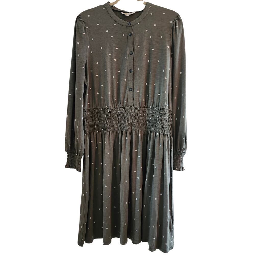 Boden Dress (Sage With Silver Polka Dots)